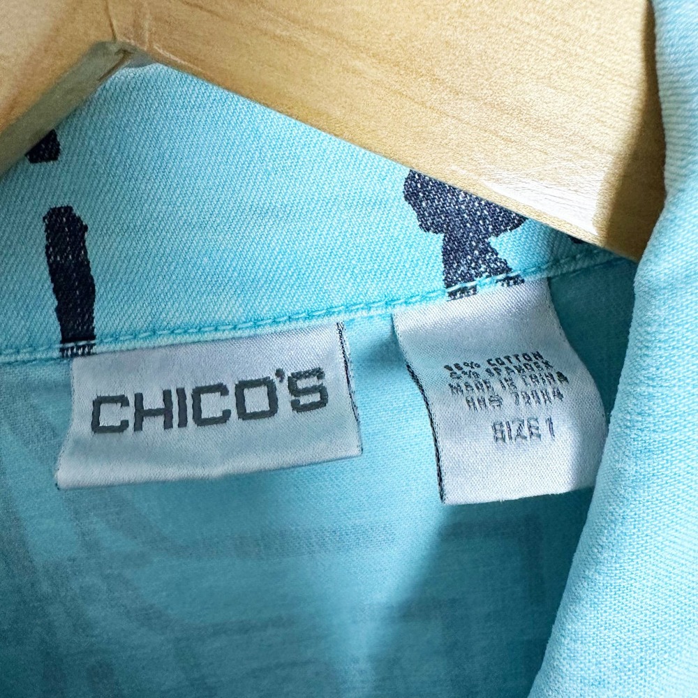 Chico's Blue Denim Jean Jacket Asian Inspired Sz 1 = M - Picture 5 of 6